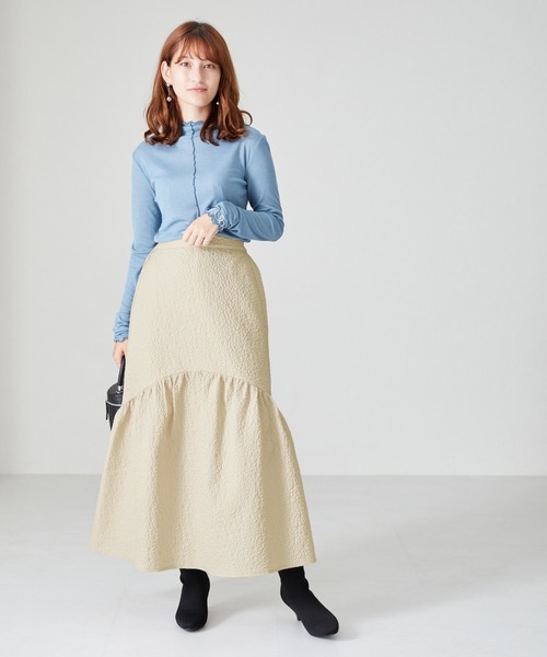 acro（アクロ）の「ぽこぽこエンボスマーメイドスカート/AC2312（スカート・レディース・ブラック/ベージュ・ﾌﾘ-）」の9枚目の写真