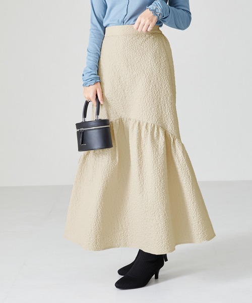 acro（アクロ）の「ぽこぽこエンボスマーメイドスカート/AC2312（スカート・レディース・ブラック/ベージュ・ﾌﾘ-）」の10枚目の写真