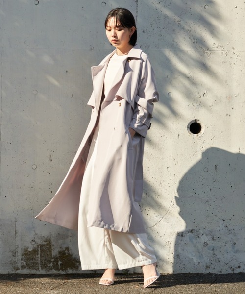 Aunt Marie's（アントマリーズ）の「ベーシックトレンチコート（トレンチコート・レディース・ライトパープル/ベージュ・FREE）」の14枚目の写真