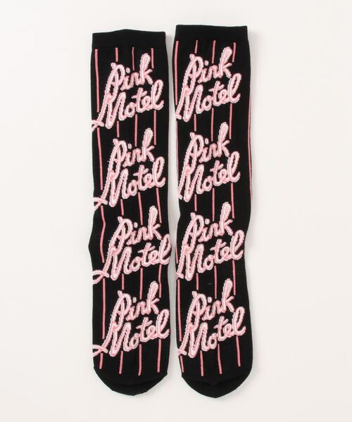 RNA（アールエヌエー）の「E4893 PINK MOTEL ストライプソックス（ソックス/靴下・レディース・ピンク/ホワイト/ブラック・FREE）」の4枚目の写真