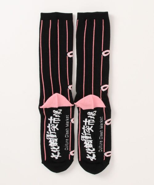 RNA（アールエヌエー）の「E4893 PINK MOTEL ストライプソックス（ソックス/靴下・レディース・ピンク/ホワイト/ブラック・FREE）」の5枚目の写真