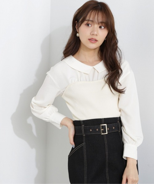 PROPORTION BODY DRESSING(プロポーションボディドレッシング)の「ベアドッキングブラウス / 1213110102(シャツ/ブラウス・レディース・ホワイト系その他/ブルー/ブラック・FREE)」の1枚目の写真