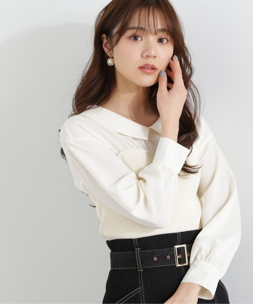 PROPORTION BODY DRESSING(プロポーションボディドレッシング)の「ベアドッキングブラウス / 1213110102(シャツ/ブラウス・レディース・ホワイト系その他/ブルー/ブラック・FREE)」の4枚目の写真