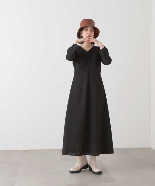 N.（N. Natural Beauty Basic）（エヌエヌナチュラルビューティーベーシック）の「【S Size Line】◆フロントシャーリングＡラインワンピース（ワンピース・レディース・ブラック/パープル・MEDIUM/SMALL）」の13枚目の写真