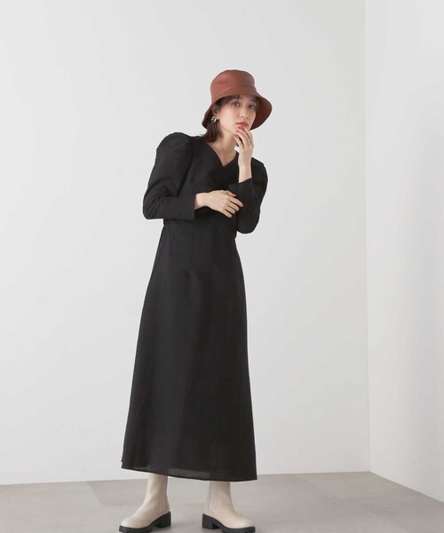 N.（N. Natural Beauty Basic）（エヌエヌナチュラルビューティーベーシック）の「【S Size Line】◆フロントシャーリングＡラインワンピース（ワンピース・レディース・ブラック/パープル・MEDIUM/SMALL）」の14枚目の写真