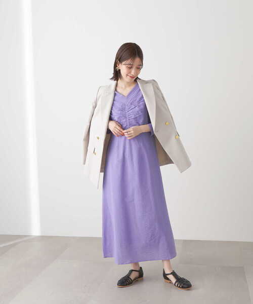 N.（N. Natural Beauty Basic）（エヌエヌナチュラルビューティーベーシック）の「【S Size Line】◆フロントシャーリングＡラインワンピース（ワンピース・レディース・ブラック/パープル・MEDIUM/SMALL）」の18枚目の写真