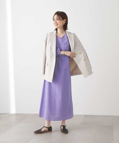 N.（N. Natural Beauty Basic）（エヌエヌナチュラルビューティーベーシック）の「【S Size Line】◆フロントシャーリングＡラインワンピース（ワンピース・レディース・ブラック/パープル・MEDIUM/SMALL）」の19枚目の写真
