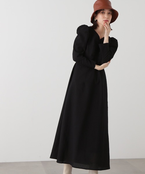 N.（N. Natural Beauty Basic）（エヌエヌナチュラルビューティーベーシック）の「【S Size Line】◆フロントシャーリングＡラインワンピース（ワンピース・レディース・ブラック/パープル・MEDIUM/SMALL）」の2枚目の写真