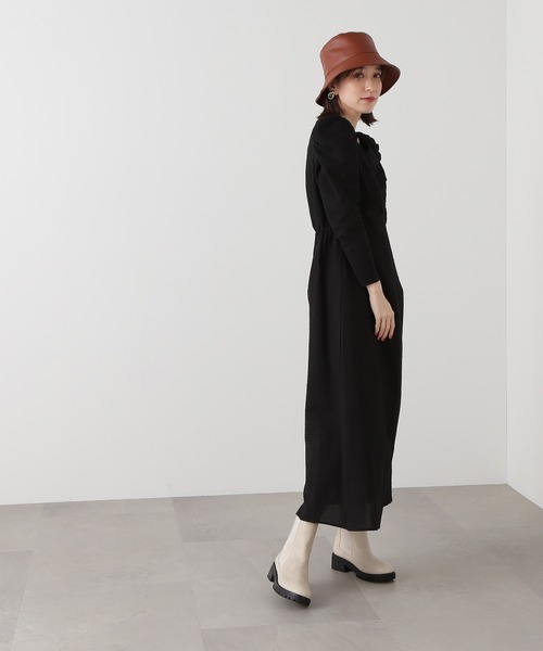 N.（N. Natural Beauty Basic）（エヌエヌナチュラルビューティーベーシック）の「【S Size Line】◆フロントシャーリングＡラインワンピース（ワンピース・レディース・ブラック/パープル・MEDIUM/SMALL）」の4枚目の写真