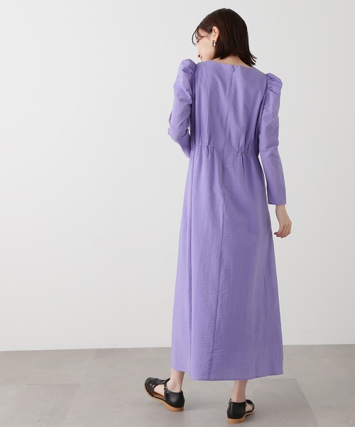 N.（N. Natural Beauty Basic）（エヌエヌナチュラルビューティーベーシック）の「【S Size Line】◆フロントシャーリングＡラインワンピース（ワンピース・レディース・ブラック/パープル・MEDIUM/SMALL）」の6枚目の写真