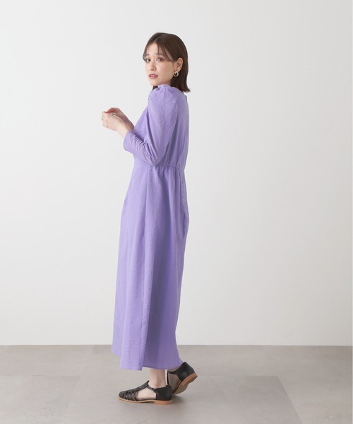 N.（N. Natural Beauty Basic）（エヌエヌナチュラルビューティーベーシック）の「【S Size Line】◆フロントシャーリングＡラインワンピース（ワンピース・レディース・ブラック/パープル・MEDIUM/SMALL）」の8枚目の写真