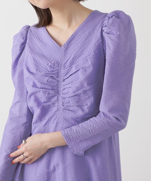 N.（N. Natural Beauty Basic）（エヌエヌナチュラルビューティーベーシック）の「【S Size Line】◆フロントシャーリングＡラインワンピース（ワンピース・レディース・ブラック/パープル・MEDIUM/SMALL）」の10枚目の写真