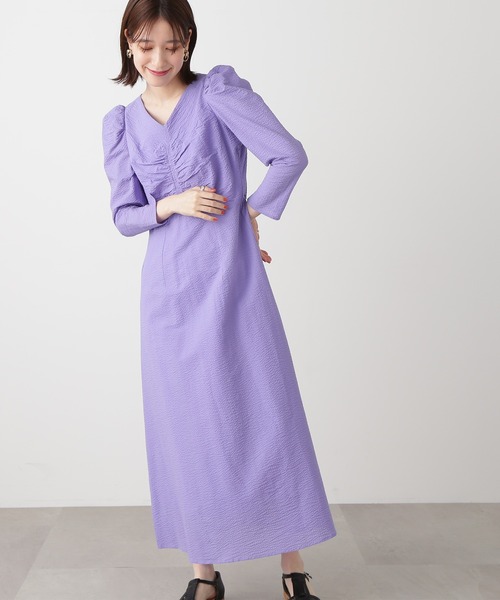 N.（N. Natural Beauty Basic）（エヌエヌナチュラルビューティーベーシック）の「【S Size Line】◆フロントシャーリングＡラインワンピース（ワンピース・レディース・ブラック/パープル・MEDIUM/SMALL）」の12枚目の写真