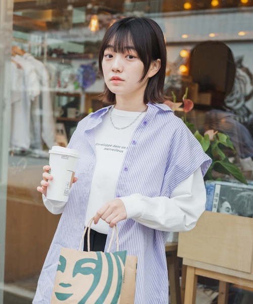 WEGO(ウィゴー)の「WEGO/マルチWAYカラーシャツ(シャツ/ブラウス・レディース・ブルー系その他4/その他2/ホワイト/その他1/パープル系その他4/イエロー系その他5・FREE)」の16枚目の写真