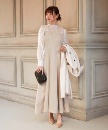 シアードットボウタイレイヤードワンピース