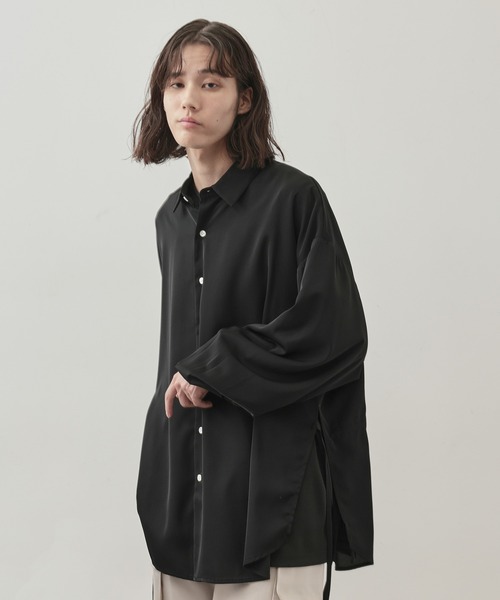 JUNRED（ジュンレッド）の「【 UNISEX 】スリットコードオーバーシャツ（シャツ/ブラウス・メンズ・ブラック/サックスブルー/ホワイト/ブルー系その他4・S/M/L）」の3枚目の写真