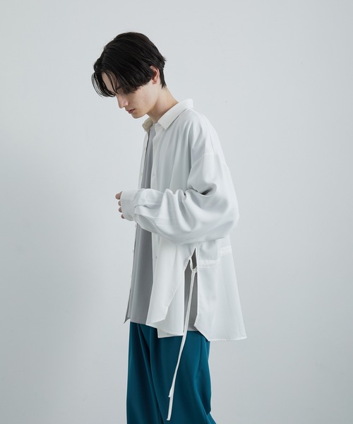 JUNRED（ジュンレッド）の「【 UNISEX 】スリットコードオーバーシャツ（シャツ/ブラウス・メンズ・ブラック/サックスブルー/ホワイト/ブルー系その他4・S/M/L）」の8枚目の写真