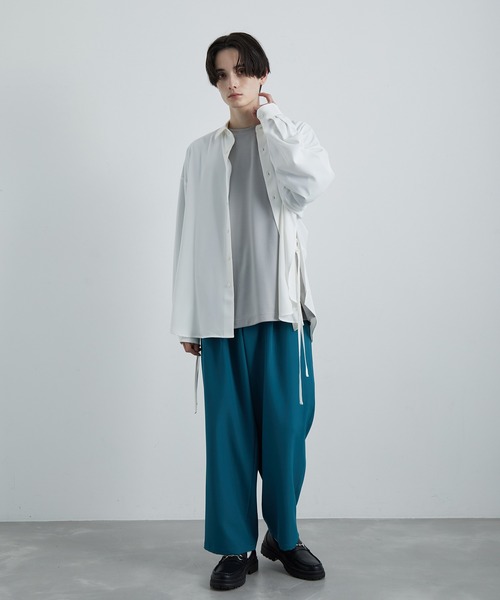 JUNRED（ジュンレッド）の「【 UNISEX 】スリットコードオーバーシャツ（シャツ/ブラウス・メンズ・ブラック/サックスブルー/ホワイト/ブルー系その他4・S/M/L）」の14枚目の写真