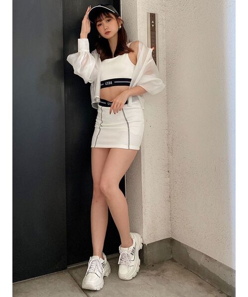 GYDA（ジェイダ）の「ウエストGYDAラインバンテージスカートライクショートパンツ（スカート・レディース・ブラック/オフホワイト・FREE）」の17枚目の写真