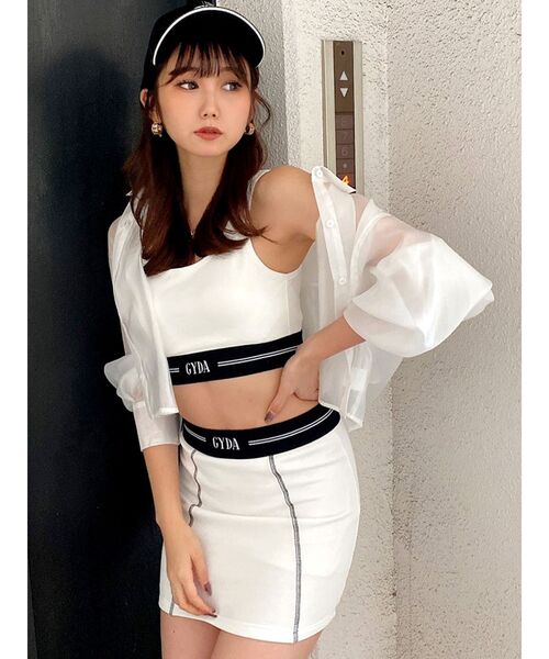 GYDA（ジェイダ）の「ウエストGYDAラインバンテージスカートライクショートパンツ（スカート・レディース・ブラック/オフホワイト・FREE）」の19枚目の写真