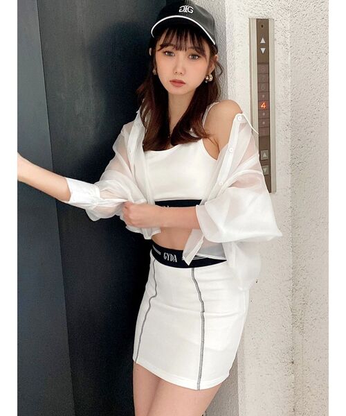 GYDA（ジェイダ）の「ウエストGYDAラインバンテージスカートライクショートパンツ（スカート・レディース・ブラック/オフホワイト・FREE）」の20枚目の写真