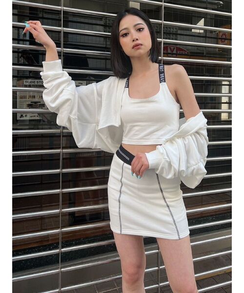 GYDA（ジェイダ）の「ウエストGYDAラインバンテージスカートライクショートパンツ（スカート・レディース・ブラック/オフホワイト・FREE）」の22枚目の写真