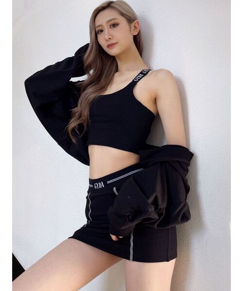 GYDA（ジェイダ）の「ウエストGYDAラインバンテージスカートライクショートパンツ（スカート・レディース・ブラック/オフホワイト・FREE）」の7枚目の写真