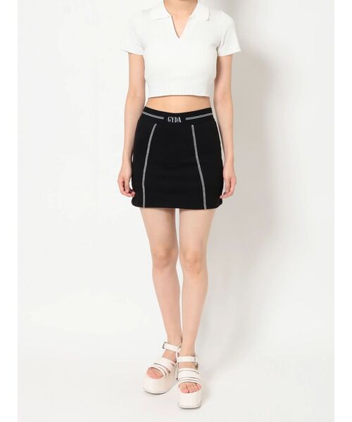 GYDA（ジェイダ）の「ウエストGYDAラインバンテージスカートライクショートパンツ（スカート・レディース・ブラック/オフホワイト・FREE）」の14枚目の写真