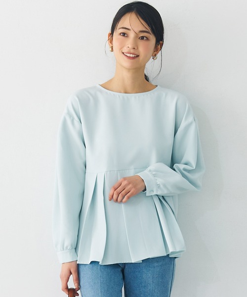 coca(coca)(コカ)の「ウエストタック切り替えブラウス(シャツ/ブラウス・レディース・ホワイト/ライトブルー・M/L)」の1枚目の写真