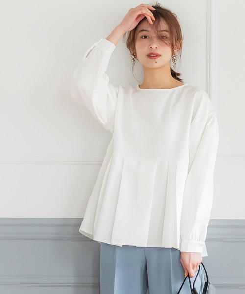 coca(coca)(コカ)の「ウエストタック切り替えブラウス(シャツ/ブラウス・レディース・ホワイト/ライトブルー・M/L)」の14枚目の写真