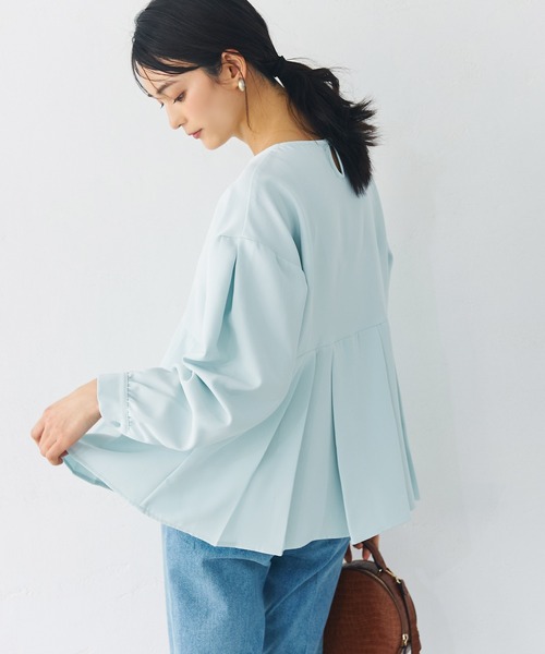coca(coca)(コカ)の「ウエストタック切り替えブラウス(シャツ/ブラウス・レディース・ホワイト/ライトブルー・M/L)」の7枚目の写真