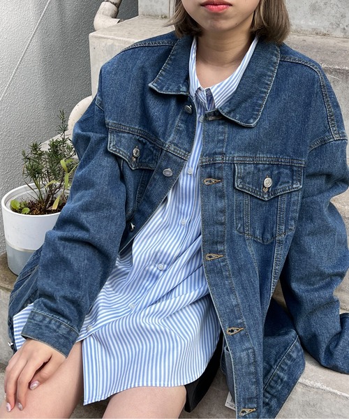 one way（ワンウェイ）の「オーバーサイズデニムジャケット（デニムジャケット・レディース・ブラック/ダークブルー・FREE）」の2枚目の写真