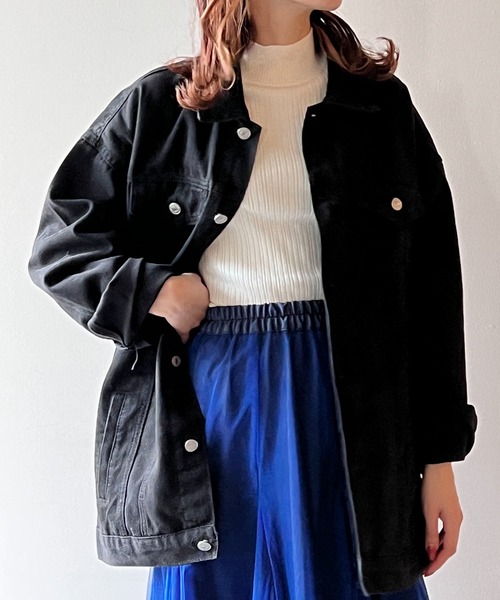 one way（ワンウェイ）の「オーバーサイズデニムジャケット（デニムジャケット・レディース・ブラック/ダークブルー・FREE）」の12枚目の写真