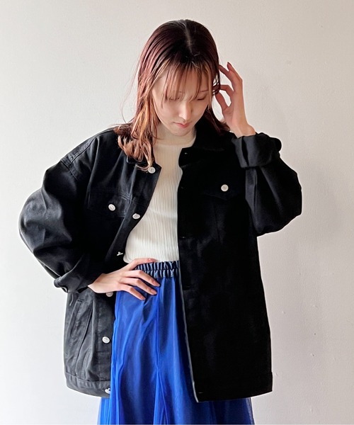 one way（ワンウェイ）の「オーバーサイズデニムジャケット（デニムジャケット・レディース・ブラック/ダークブルー・FREE）」の13枚目の写真