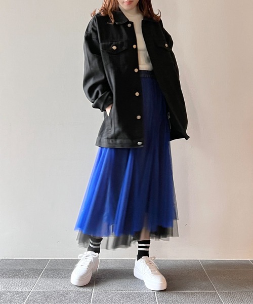 one way（ワンウェイ）の「オーバーサイズデニムジャケット（デニムジャケット・レディース・ブラック/ダークブルー・FREE）」の14枚目の写真