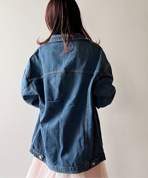 one way（ワンウェイ）の「オーバーサイズデニムジャケット（デニムジャケット・レディース・ブラック/ダークブルー・FREE）」の5枚目の写真