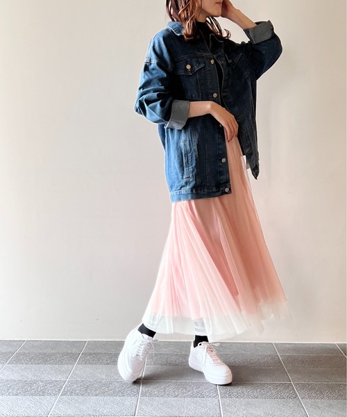 one way（ワンウェイ）の「オーバーサイズデニムジャケット（デニムジャケット・レディース・ブラック/ダークブルー・FREE）」の10枚目の写真