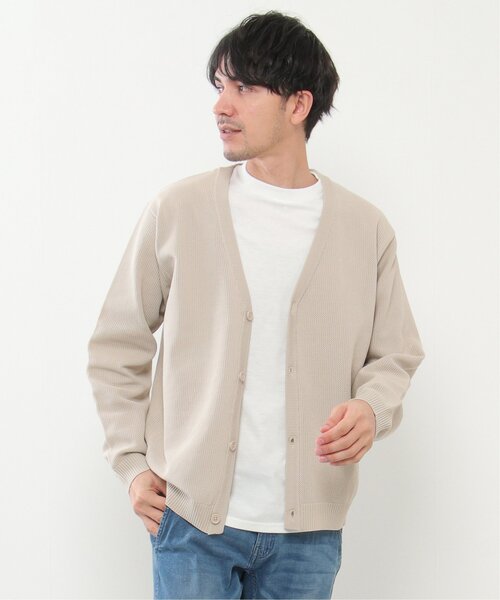 ikka(イッカ)の「【2点セット】ワッフルニットカーデインナーセット(ニット/セーター・メンズ・ベージュ/グリーン/ブルー・S/M/L/XL)」の4枚目の写真