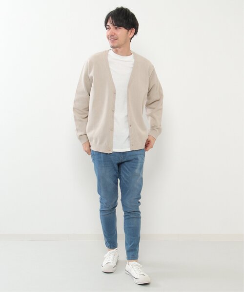 ikka(イッカ)の「【2点セット】ワッフルニットカーデインナーセット(ニット/セーター・メンズ・ベージュ/グリーン/ブルー・S/M/L/XL)」の5枚目の写真
