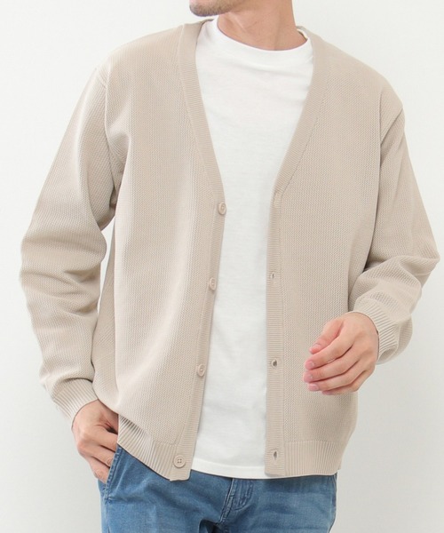 ikka(イッカ)の「【2点セット】ワッフルニットカーデインナーセット(ニット/セーター・メンズ・ベージュ/グリーン/ブルー・S/M/L/XL)」の2枚目の写真
