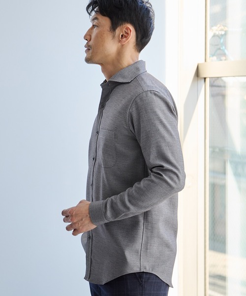 UNION STATION（ユニオンステーション）の「スラブポプリンカッタウェイカラーシャツ（シャツ/ブラウス・メンズ・ベージュ/パープル/グリーン/グレー・M/L/LL）」の9枚目の写真