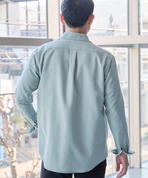 UNION STATION（ユニオンステーション）の「スラブポプリンカッタウェイカラーシャツ（シャツ/ブラウス・メンズ・ベージュ/パープル/グリーン/グレー・M/L/LL）」の11枚目の写真