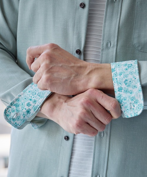 UNION STATION（ユニオンステーション）の「スラブポプリンカッタウェイカラーシャツ（シャツ/ブラウス・メンズ・ベージュ/パープル/グリーン/グレー・M/L/LL）」の12枚目の写真