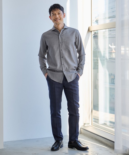 UNION STATION（ユニオンステーション）の「スラブポプリンカッタウェイカラーシャツ（シャツ/ブラウス・メンズ・ベージュ/パープル/グリーン/グレー・M/L/LL）」の19枚目の写真