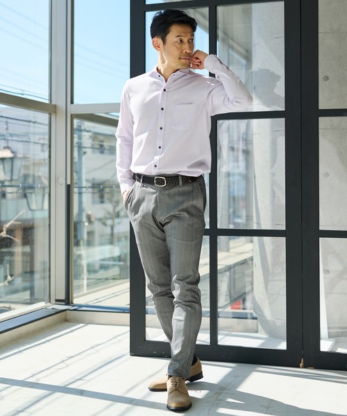 UNION STATION（ユニオンステーション）の「スラブポプリンカッタウェイカラーシャツ（シャツ/ブラウス・メンズ・ベージュ/パープル/グリーン/グレー・M/L/LL）」の20枚目の写真