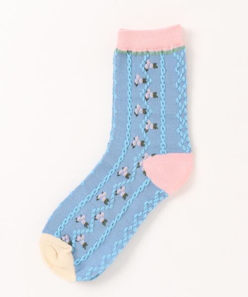 aimoha（アイモハ）の「チューリップ　立体編みソックス（ソックス/靴下・レディース・ライトベージュ/ベージュ系その他/グリーン/ブルー・FREE）」の8枚目の写真