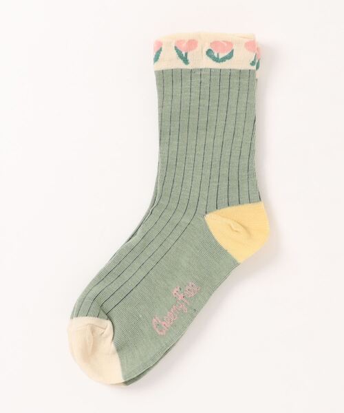 aimoha（アイモハ）の「チューリップ　立体編みソックス（ソックス/靴下・レディース・ライトベージュ/ベージュ系その他/グリーン/ブルー・FREE）」の7枚目の写真