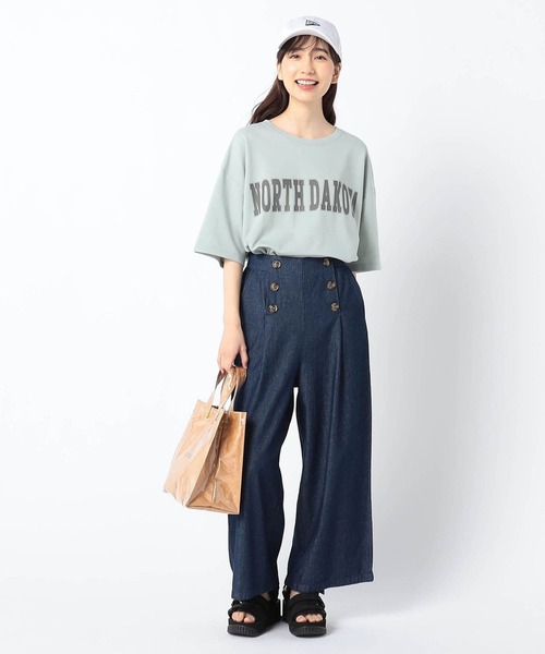 Grand PARK(グランドパーク)の「ロゴ入り ラウンドヘムTシャツ(Tシャツ/カットソー・レディース・レンガ/ライトグリーン/ホワイト/ダークグリーン・FREE)」の14枚目の写真