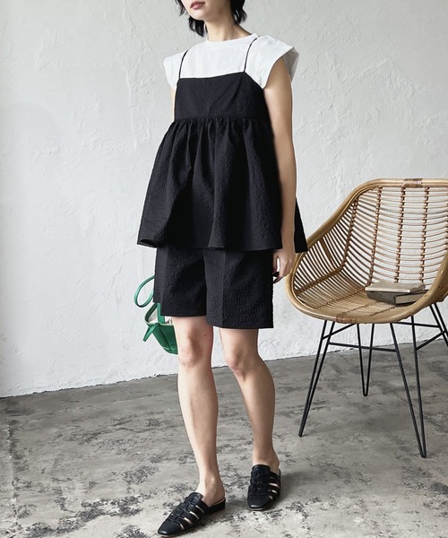 LIAN（リアン）の「ふくれジャガードペプラムキャミソール（キャミソール・レディース・ブラック/アイボリー/ブルー・FREE）」の18枚目の写真