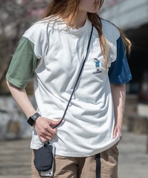 【ag】TC天竺 ワンポイント胸刺繍 バックプリント 半袖Tシャツ